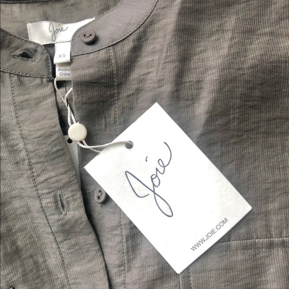 JOIE Lidelle Button Up Sheen Blouse in Moss NWT Size XS - Picture 7 of 13